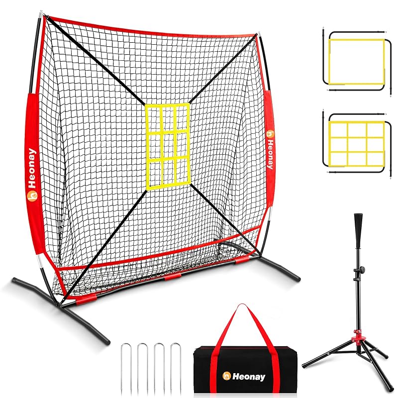 6x6ft Baseball Hitting Net | 5-Minute Quick Setup, Red