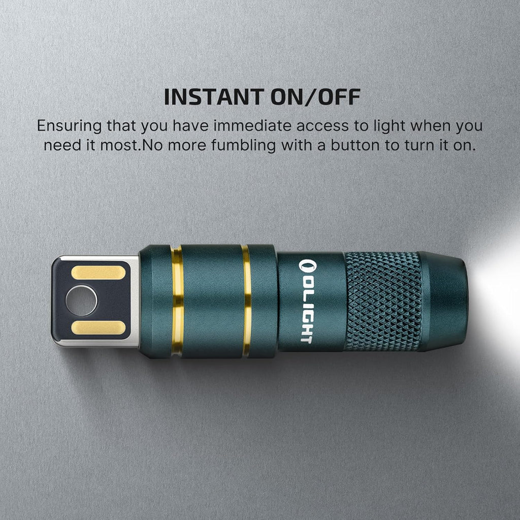 OLIGHT iMini 2 EDC Keychain Flashlight - 50 Lumens Compact Mini LED Light | Rechargeable, Portable (Black & Dream Blue)