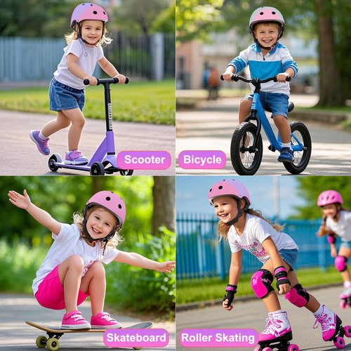 DINILEMU Kids Toddler Bike Helmet for Kids 3-5-8-14 Skateboard Helmet for Roller Skate Scooter Inline Skating Longboard Boys Girls Bicycle Helmet Pink Purple
