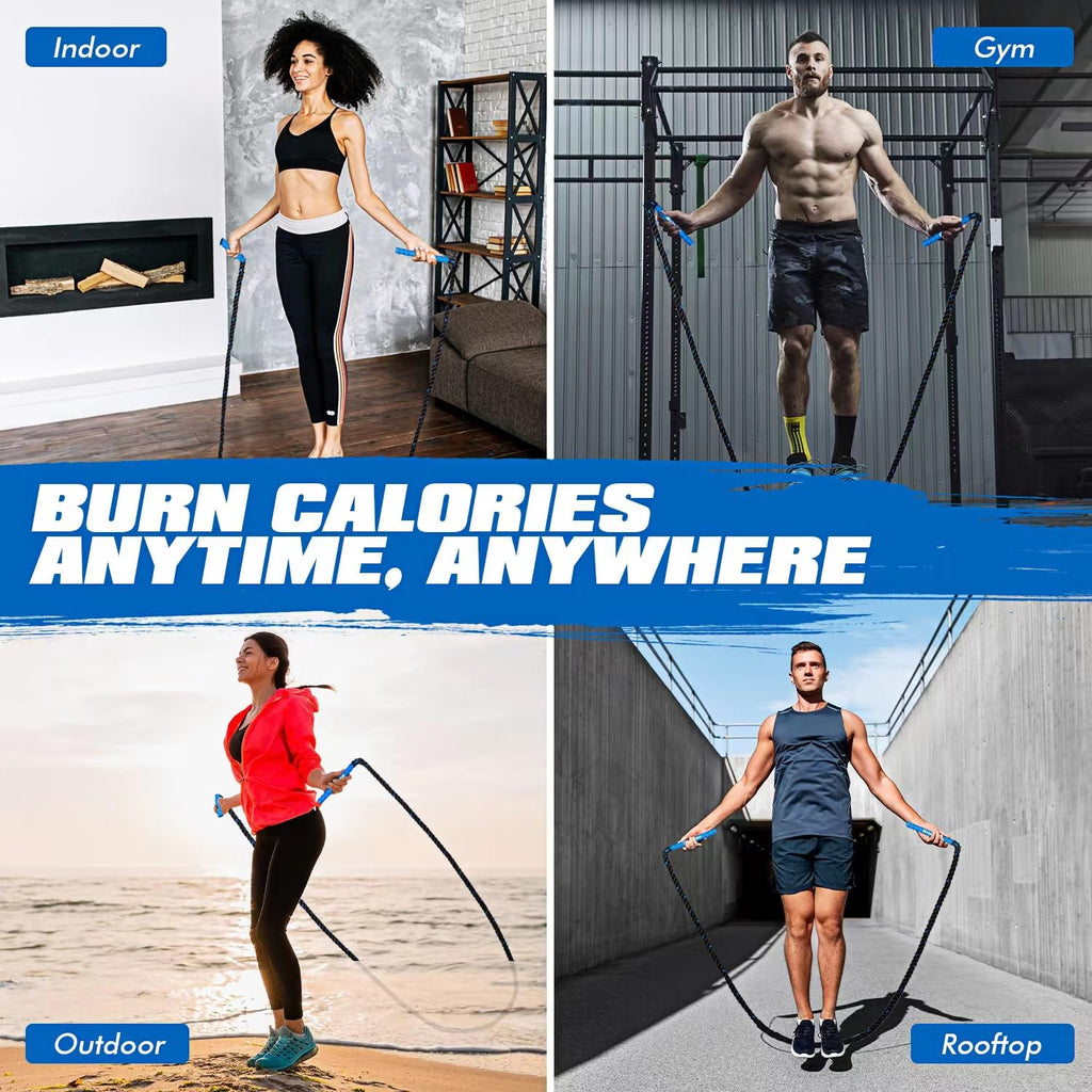 Ayombo Jump Rope, Weighted Jump Rope for Fitness, 1 lb Heavy Jump Ropes for Men Women, Battle Skipping Ropes for Exercise, Training Muscle Strength Speed Home Gym Workout Equipment
