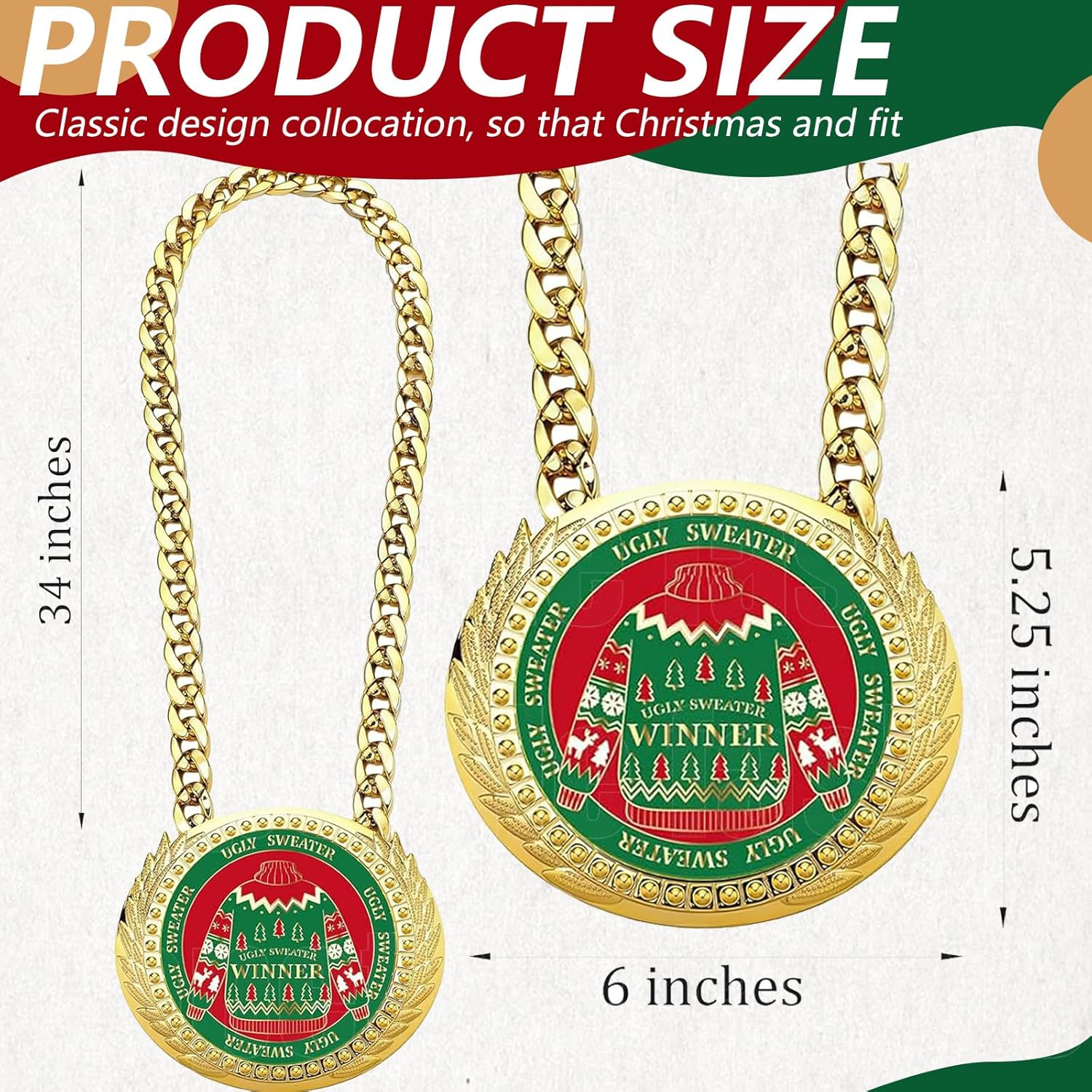 Skiennix Turnover Chain - 6" Gold Awards Medal Goat Trophy Necklace for Sports Achievements | MVP Gift