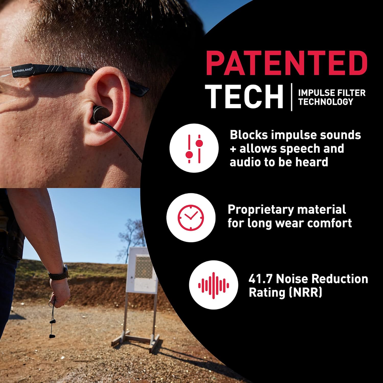 Safariland Pro Impulse Plus Hearing Protection - In-Ear Earplugs with Keychain Case for Shooting & Hunting
