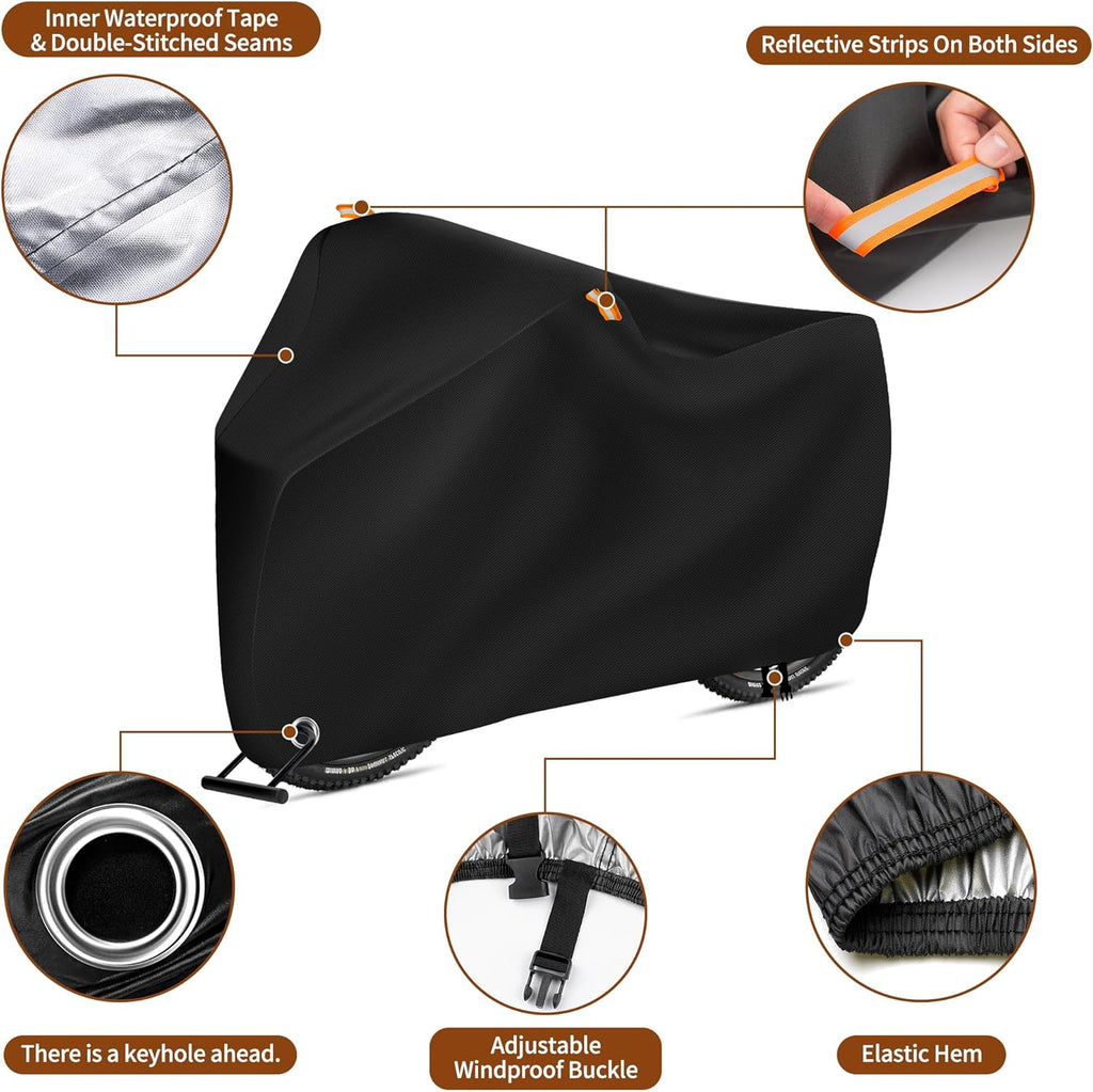 Skiennix Bike Cover - Waterproof Heavy-Duty Protection for 1 or 2 Bikes | Black with Storage Bag