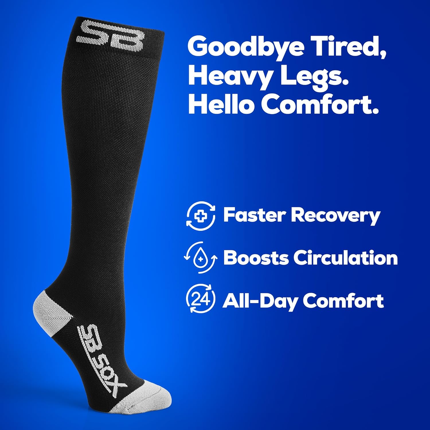 SB SOX Compression Socks - 20-30mmHg Support for Men & Women | Ideal for Travel, Sports, and Daily Use