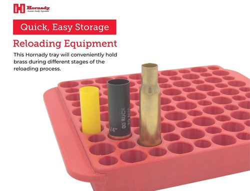 Hornady Magnum Loading Block, 480042 - Keep Your Reloading Bench Clean and Uncluttered with This Large Caliber Reloading Tray - Includes 100 Total Slots to Store 50 BMG Cases or Shotgun Shells