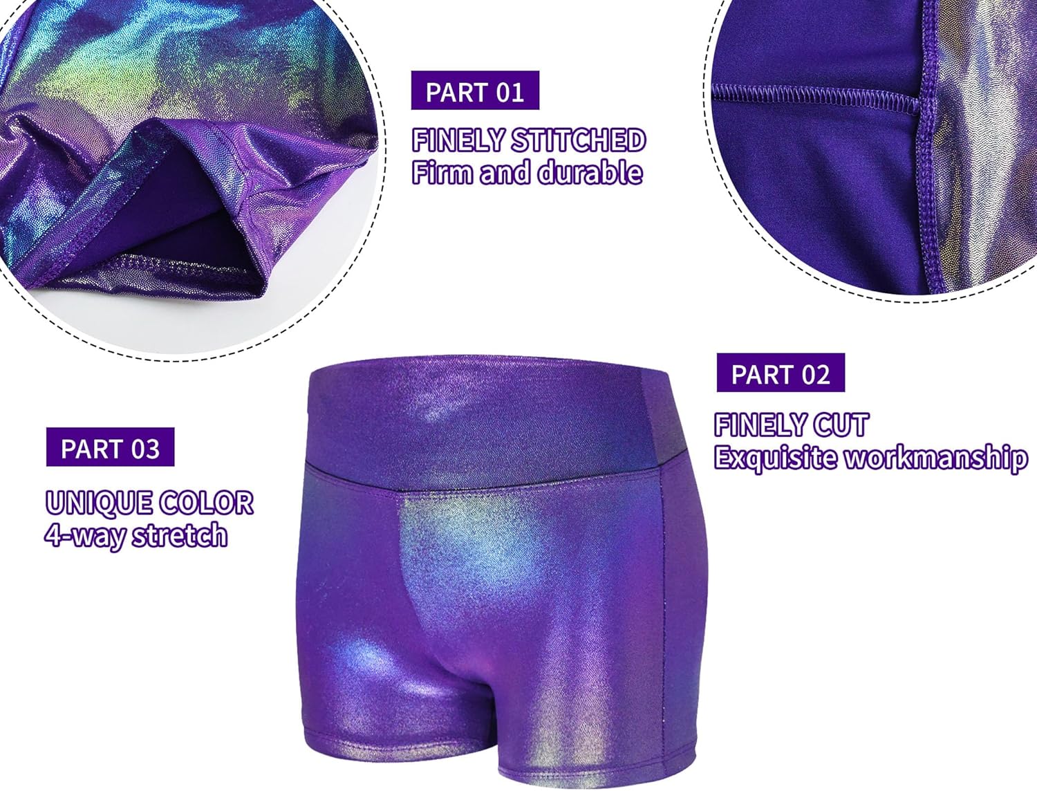 Skiennix Gymnastics Leotards for Girls - Sparkly Sleeveless Tumbling Bodysuits with Shorts