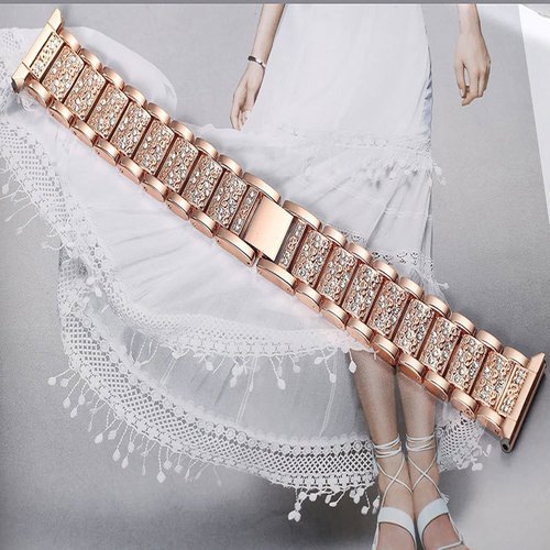 Lamshaw Compatible with Dyurwa P97 Smart Watch Band, Jewelry Bling Diamond Metal Dressy Strap Accessories Sports Band for Men Women Compatible for Soudorv P97, Dyurwa P97 Smart Watch (Rose Gold)