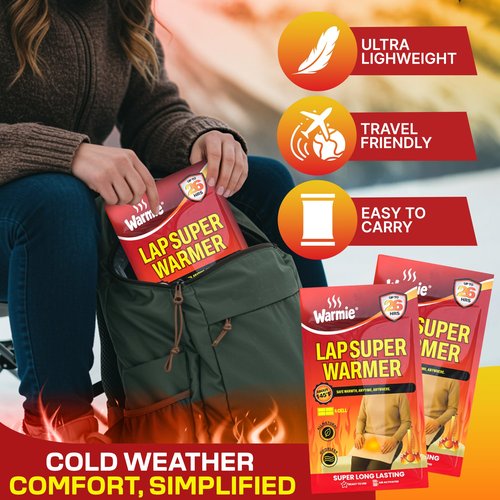 Warmie Super Warmer for Lap & Body | All Natural & Safe, Easy & Comfort, Instant & Quick Heat | Air Activated, Last-Longer, Bigger & Wider size | Steady Heating for Cold Temperature, Odorless, 5 packs