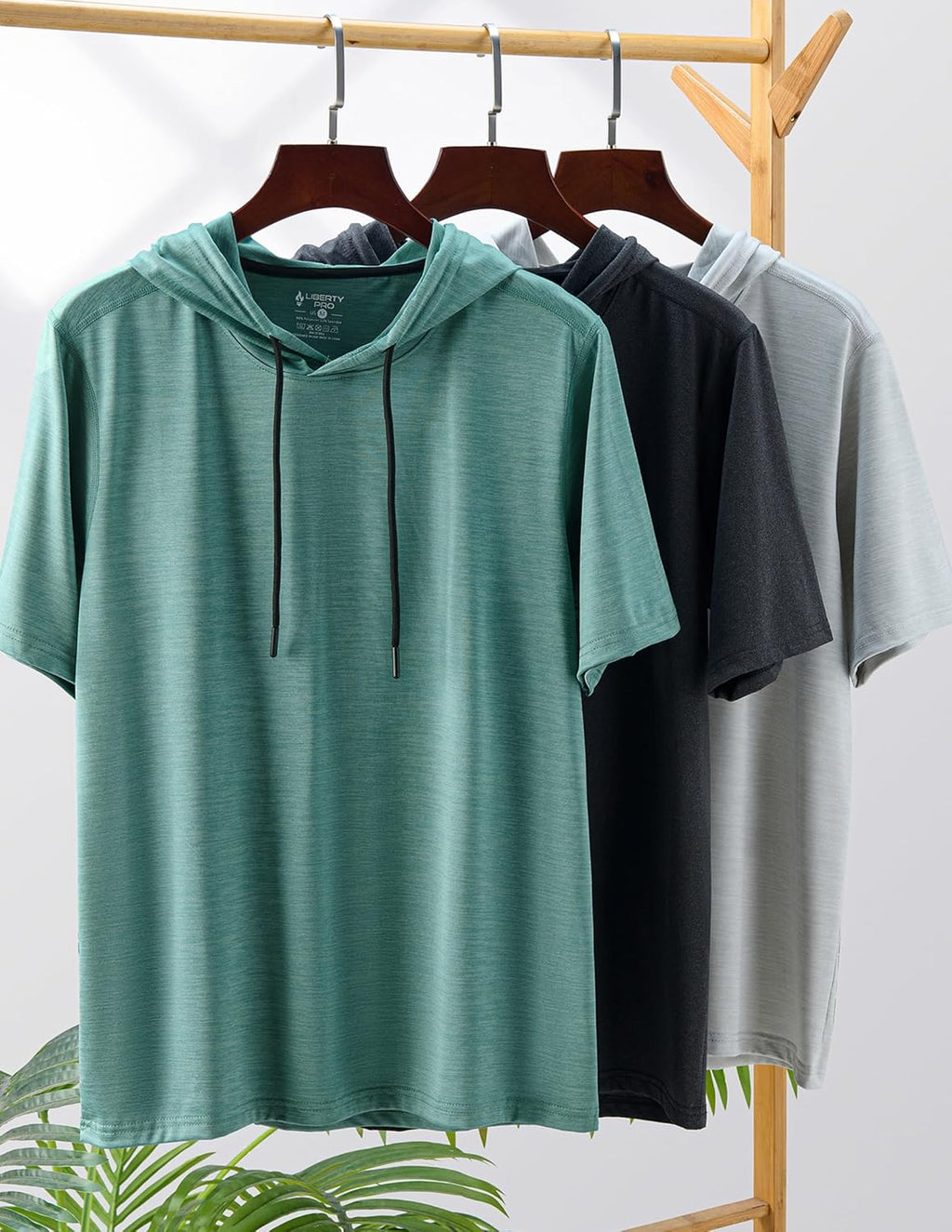 Skiennix Men's Lightweight Short Sleeve Workout Hoodies - Athletic Dry Fit T-Shirts for Gym | 3 Pack