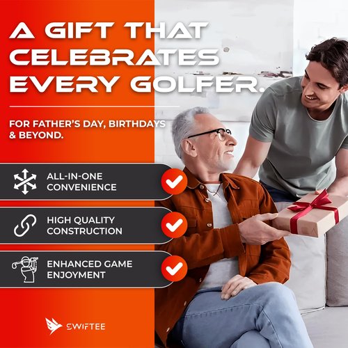 SWIFTEE Premium Golf Gift Set - The Signature 7-in-1 Multi-Tool for Golfers + Complete Accessory Pack (Tees, Ball Marker, Hat Clip, Pouch Towel) - Perfect Golf Gift (Matte Black)