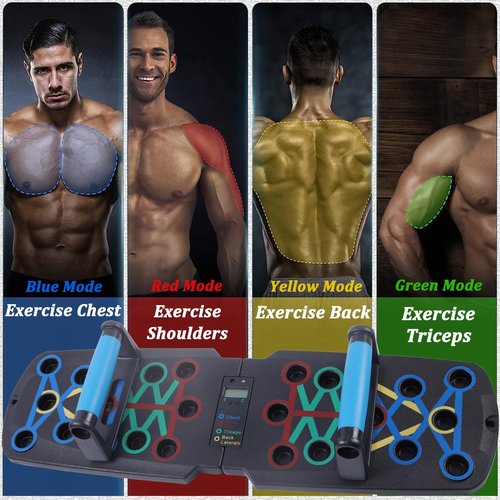 Upgraded push up board for men,Portable Foldable Multi-Function 30 in 1 perfect push-up board,Push Up Bar with Automatic Count and Resistance Bands,Push up Handles for Floor Home Gym chest Workout