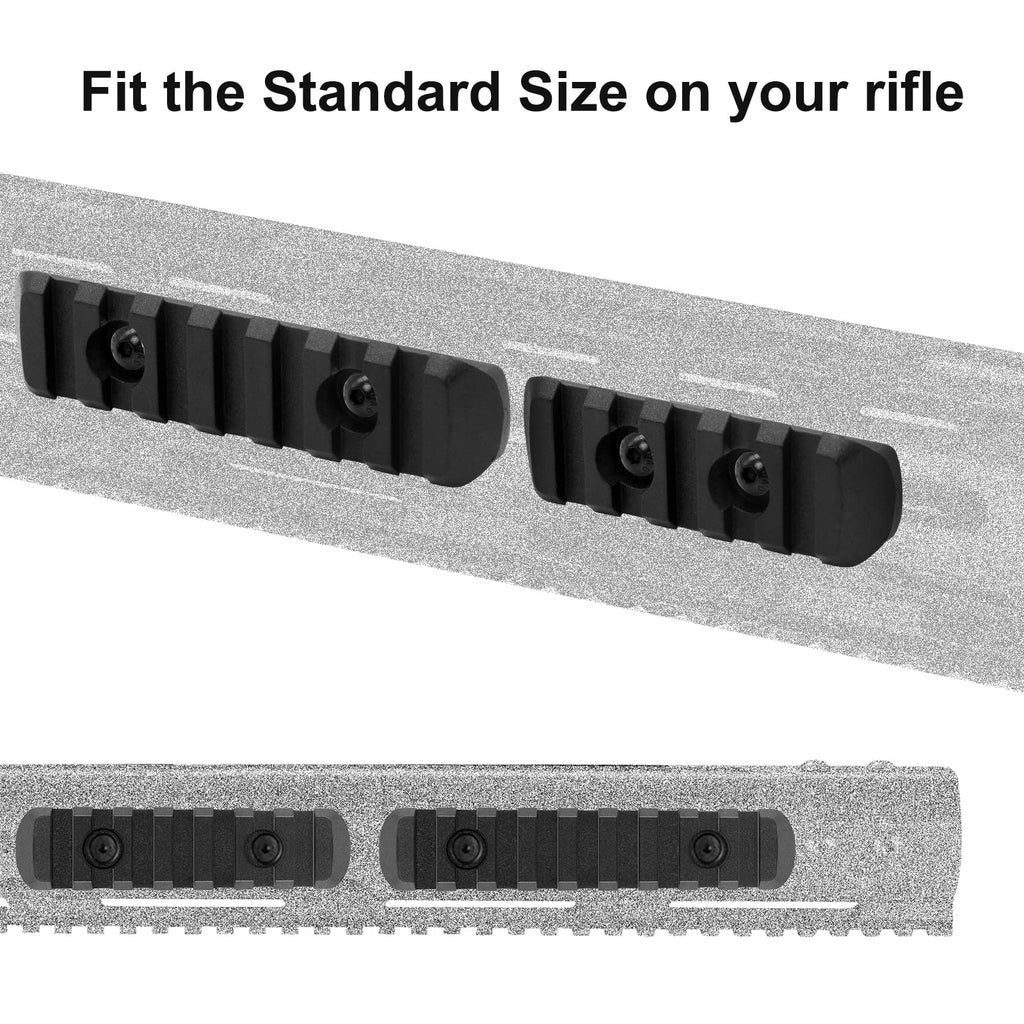 QR-Laser Single Picatinny Accessory Rail Set for Mlok 5 7 9 11 Slots with 8 O-Nuts & Screws, 1 Allen Wrench-Rounded Corner