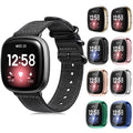 Fintie Nylon Band Compatible with Fitbit Versa 3/4/Sense 2/Sense Bundle with [8 Pack] Fitbit Versa 3 / Fitbit Sense Case