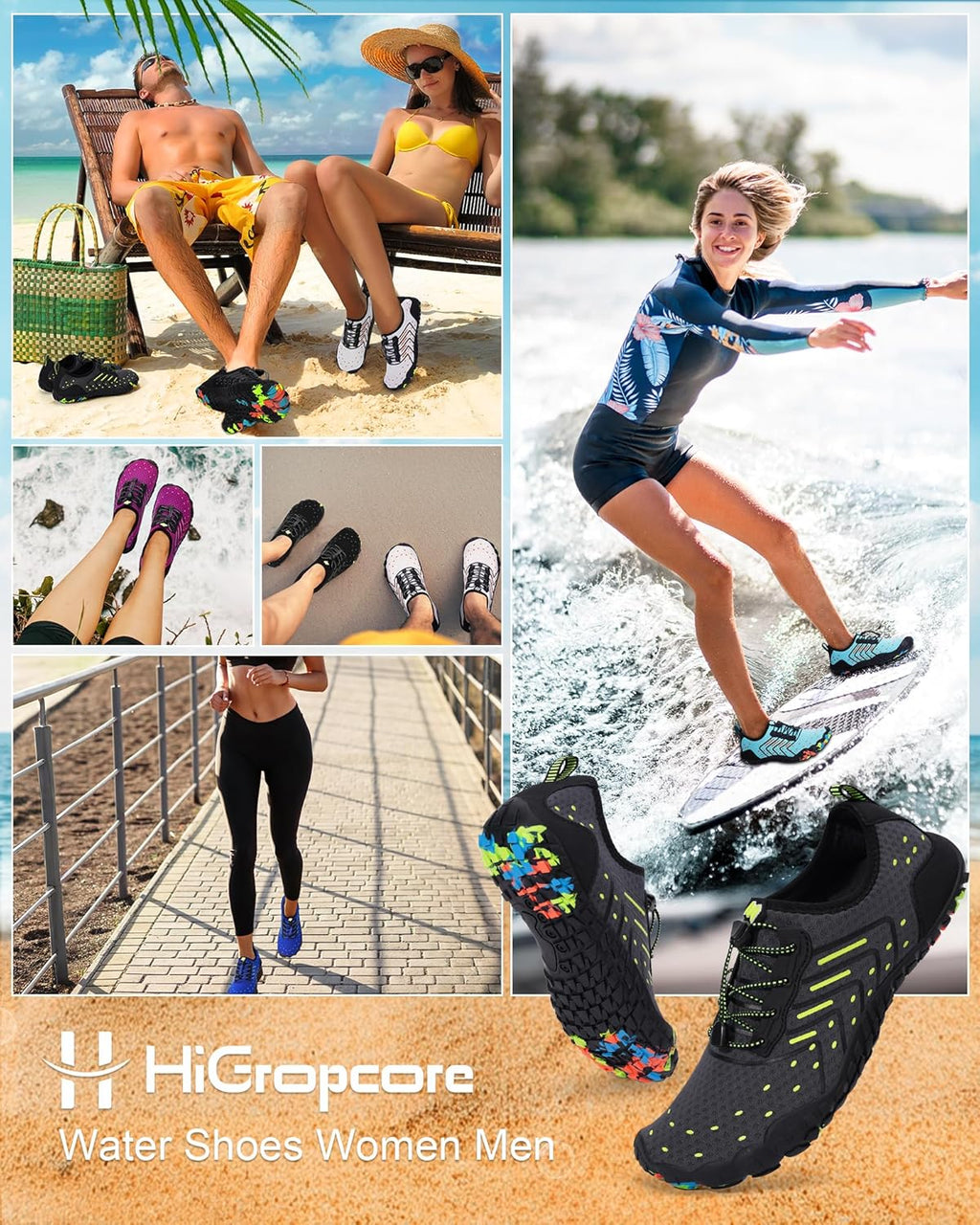 Skiennix Water Shoes - Quick-Dry Barefoot Aqua Socks for Men & Women | Ideal for Swimming, Beach & Hiking