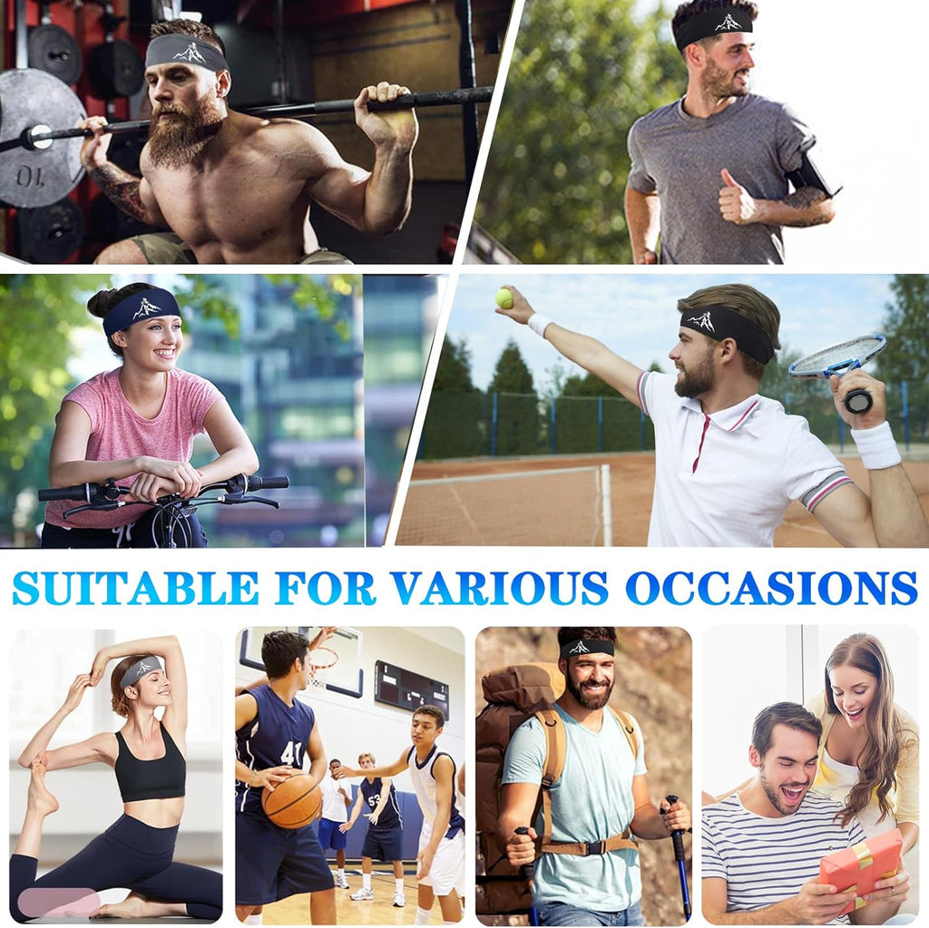 Skiennix Sport Headbands - 3 Pack Cooling Sweat Bands for Men & Women | Perfect for Workouts