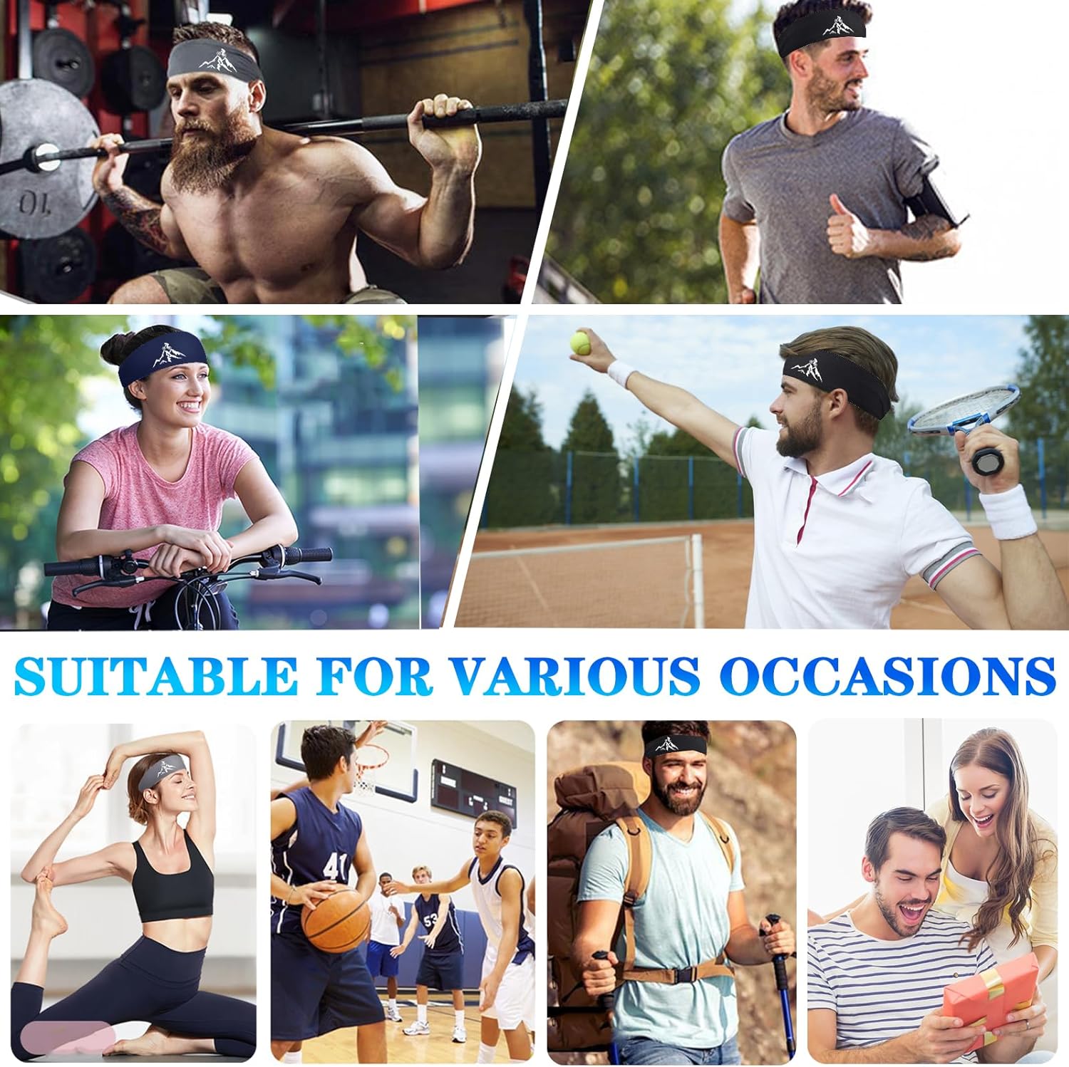 Skiennix Sport Headbands - 3 Pack Cooling Sweat Bands for Men & Women | Perfect for Workouts