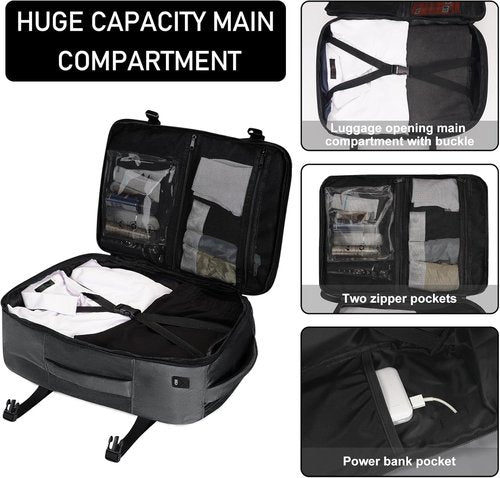 ECOHUB Travel Backpack - Airline Approved Personal Item Bag | Waterproof Gym Daypack with 13 Pockets, Light Grey