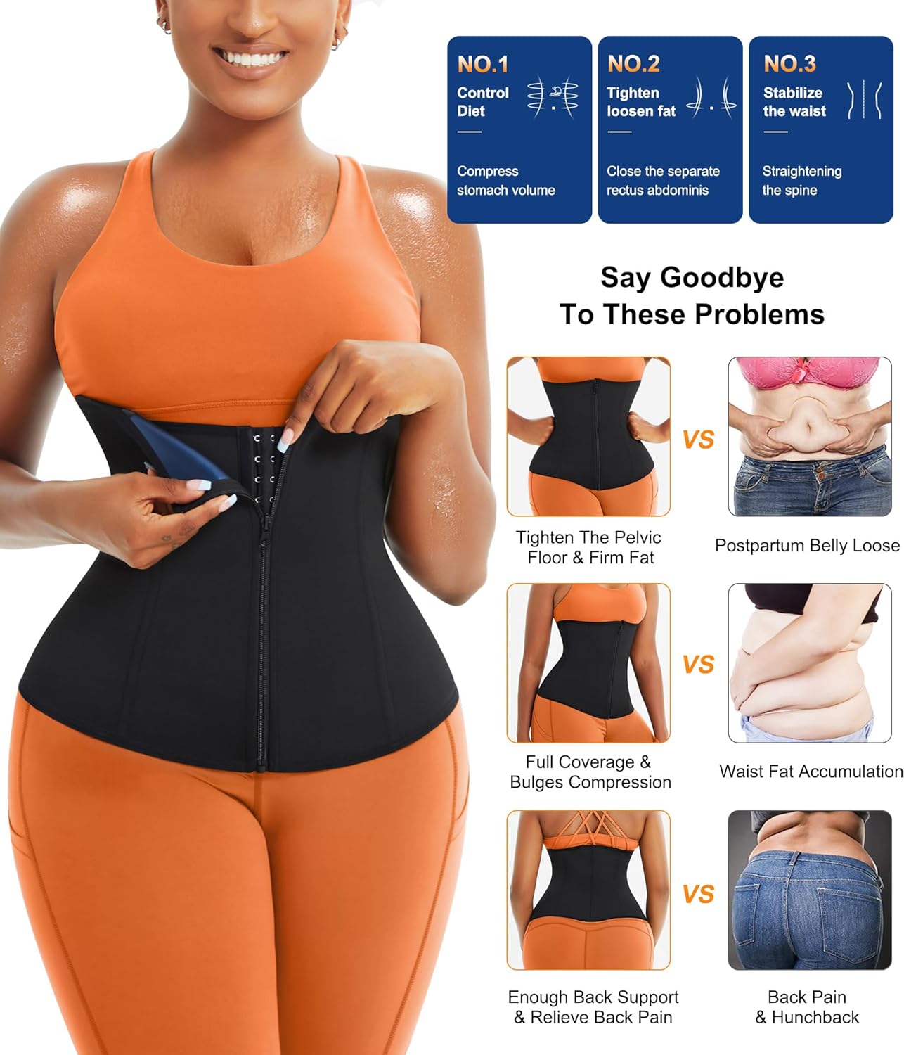 TrainingGirl Waist Trainer - Lower Belly Trimmer Corset for Effective Tummy Control | Sweat Belt Band