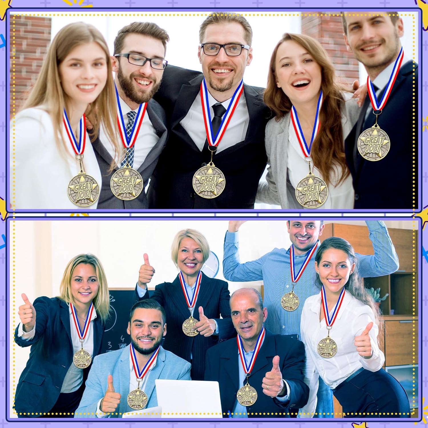 Quelay 100 Pcs Award Medals Bulk 2 Inch Gold Winner Medals with Neck Ribbons for Sports Tournaments Competitions Party Favors
