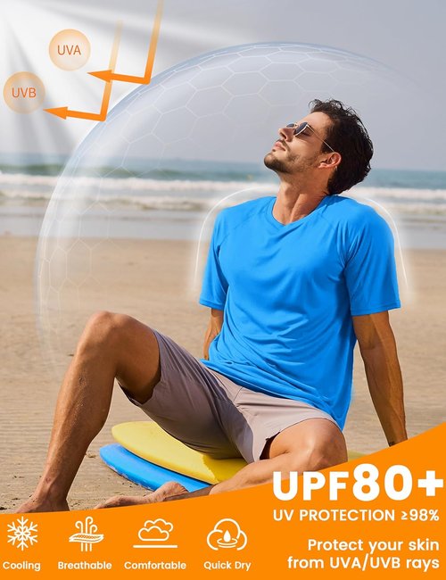 MAGCOMSEN Men's UPF 50+ Sun Protection Athletic T-Shirt - Quick Dry for Hiking & Running