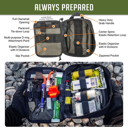 MAXPEDITION Beefy Pocket Organizer (Black) Compact, MOLLE-Compatible, 1000D Nylon Tactical Pouch, Everyday Carry Tool and Gear Storage for Outdoor, Tactical, Survival