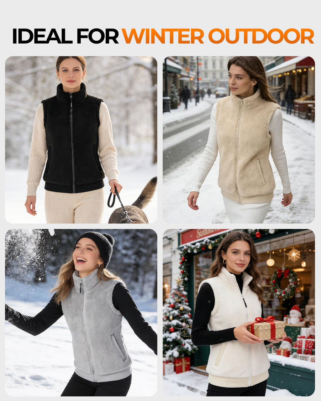 Topdot Fuzzy Fleece Heated Vest for Women with 16000mAh 7.4V Battery, Ergonomic 10 Heating Zones Women's Heated Vest