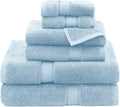COTTON CRAFT Ultra Soft 6-Piece Towel Set | Luxury 100% Cotton - Quick Dry, Absorbent - Light Blue