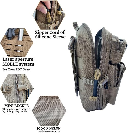 2 Pack Tactical Molle Utility Pouches - Mini EDC Belt Pouch for Outdoor Gear | Medical IFAK Pack with US Flag Patch