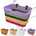 Bike Basket Front, Large Wicker Baskets for Bike, Hand-Woven Bicycle Basket with Iron Framework, Detachable Front Handlebar Bike Basket (Rainbow)