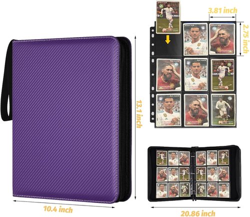 GERMUN 9 Pocket Card Binder - Premium Zip Trading Card Album for MTG, TCG & Sports Cards | Purple, 720 Double-Sided Pockets