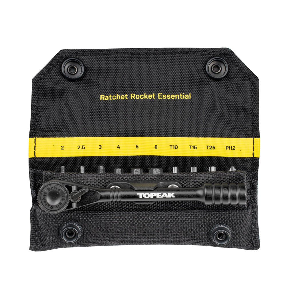 Topeak Ratchet Rocket Essential – Lightweight Compact Ratchet Tool Set with 10 Hardened Steel Bits, Magnetic Bit Holder, and Nylon Carry Bag for Cyclists