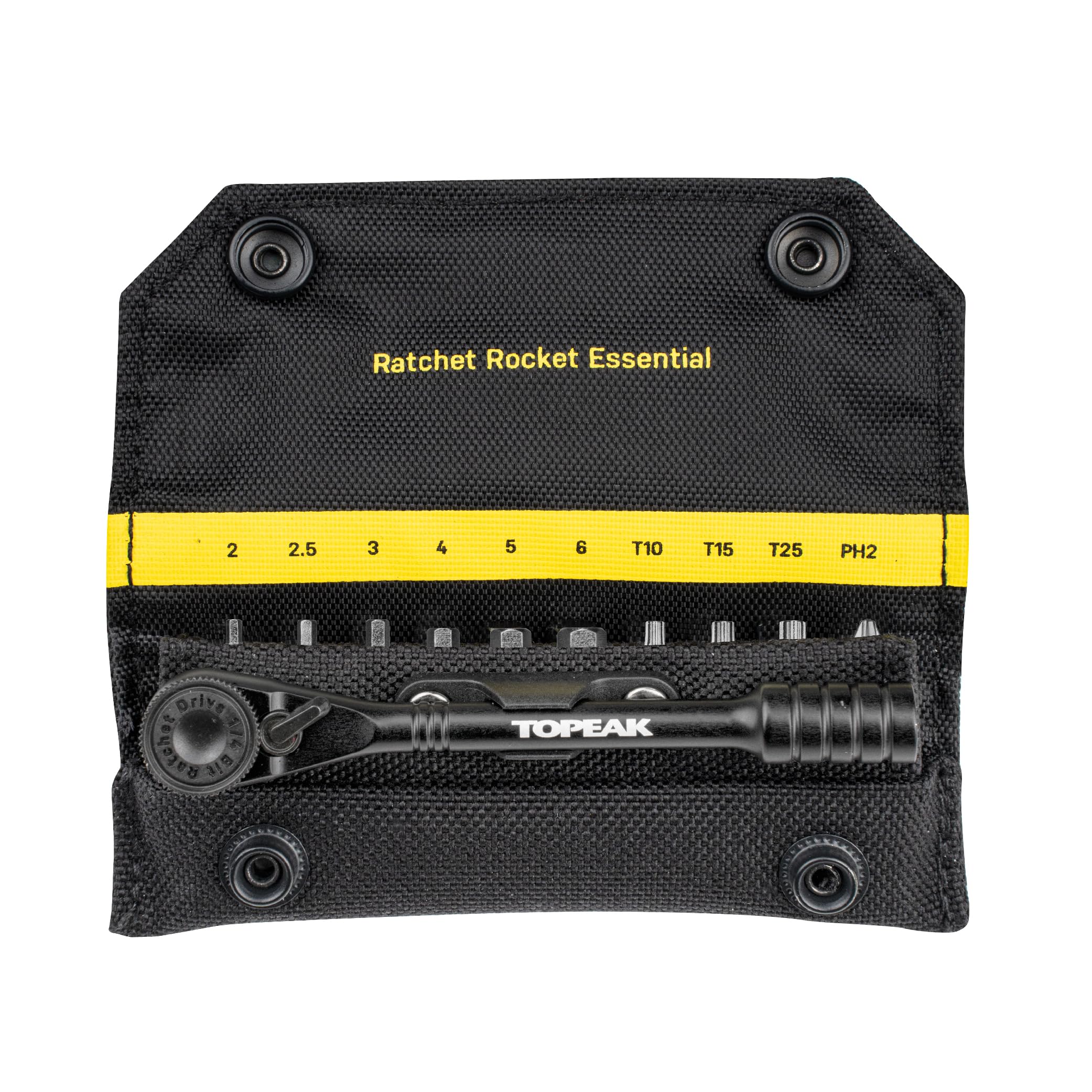 Topeak Ratchet Rocket Essential – Lightweight Compact Ratchet Tool Set with 10 Hardened Steel Bits, Magnetic Bit Holder, and Nylon Carry Bag for Cyclists