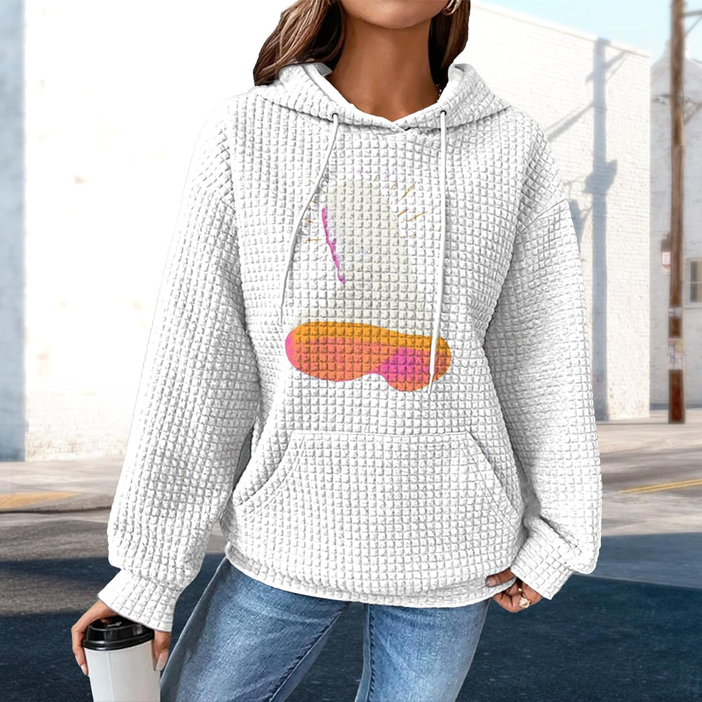 Skiennix Women's Comfy White Sweatshirt - Plus Size Long Sleeve Crewneck Hoodie for Sports & Hiking