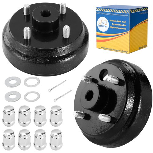 Mixopoly 2 Pack Golf Cart Brake Drum Assembly for EZGO 4 Cycle Gas 1991-up, Replace OEM 21807-G1 21807G2, 1 Inch Large Hole Fine Spline 30 Teeth