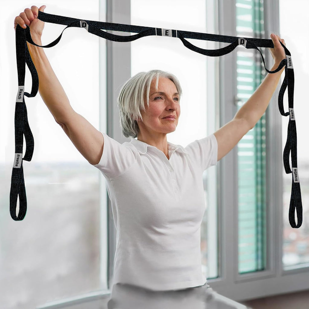 Yoga Strap by Stretching Strap - 10 Loop Non-Elastic Stretch Band for Flexibility & Physical Therapy