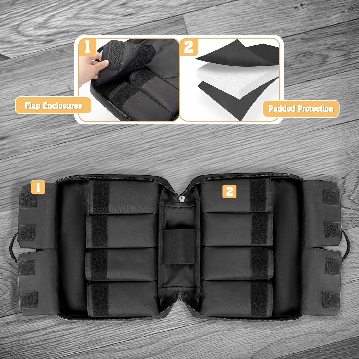 Skiennix Tactical Rifle Magazine Pouch - 8 Pocket Holder with Molle Straps & Lockable Zippers