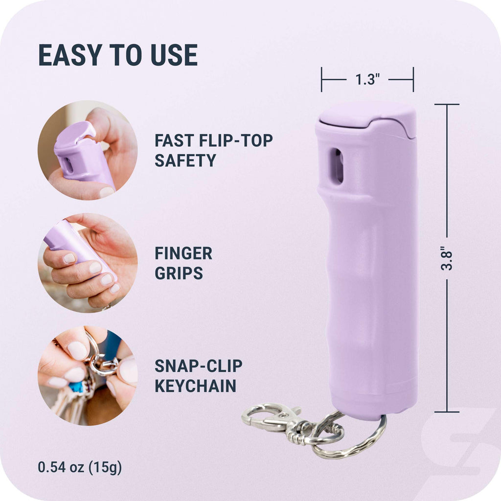 SABRE Pepper Gel Spray with Fast Flip Top Safety & Snap‑Clip Keychain for Self Defense - Max Strength with UV Dye, Finger Grip, Reduces Wind Blowback,10-Sec Spray,14ft Range, Made in USA, 0.54 fl oz