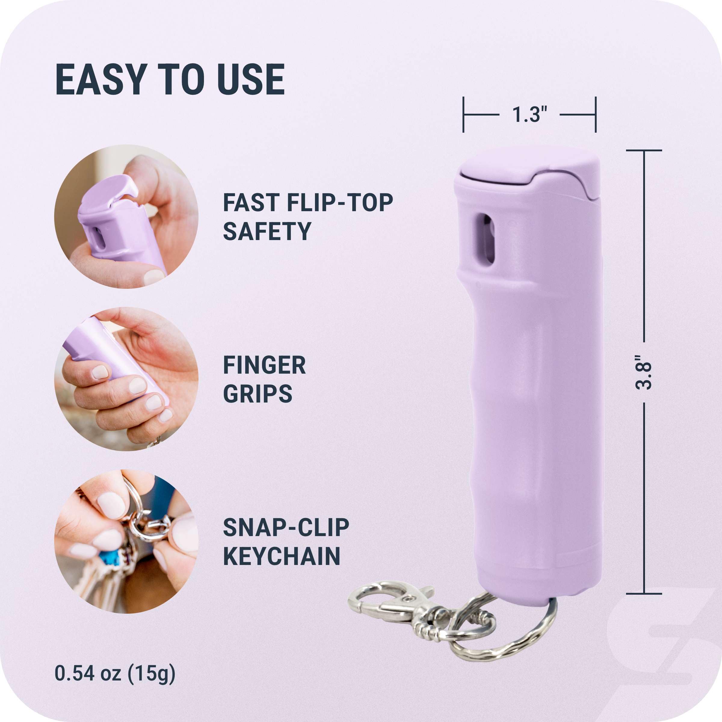 SABRE Pepper Gel Spray with Fast Flip Top Safety & Snap‑Clip Keychain for Self Defense - Max Strength with UV Dye, Finger Grip, Reduces Wind Blowback,10-Sec Spray,14ft Range, Made in USA, 0.54 fl oz