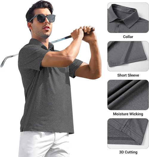 MLYENX Men's Polo Shirts - Quick Dry, Moisture-Wicking Casual Golf Tees | 4/5 Pack Options