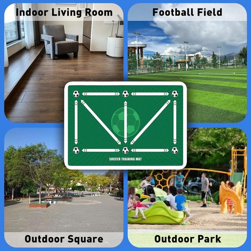 Soccer Training Mat, Football mat Training Equipment Includes Premium Anti-Slip Soccer Socks Improve Agility and Coordination,Anti-Slip Silent Absorption Soccer Footwork Mat (Green)