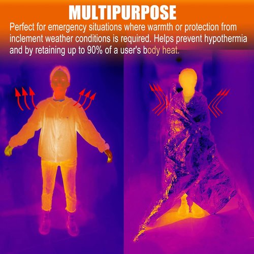 Mylar Emergency Blankets - Heavy Duty Thermal Survival Blankets | 10 Pack, 82" x 64" Size