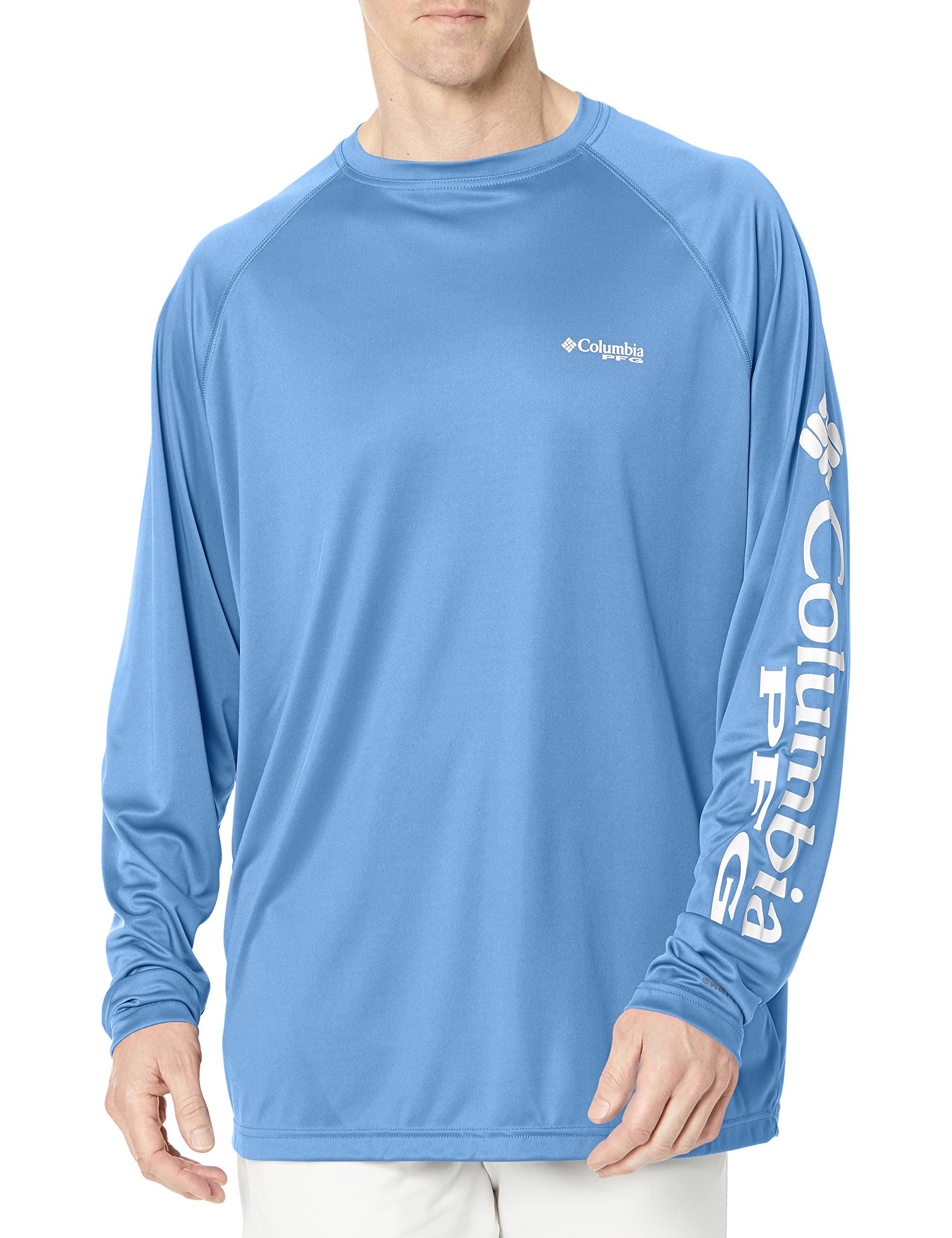 Columbia Men's PFG Terminal Tackle Long Sleeve Fishing Shirt, White Cap/White Logo, X-Large Tall