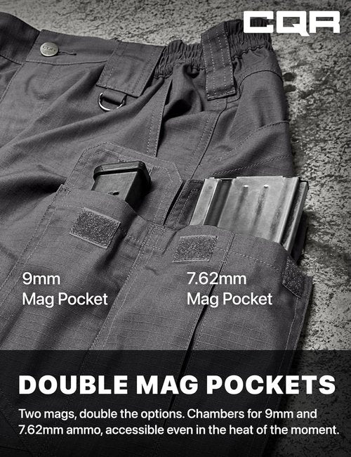 CQR Men's Tactical Pants - Water Resistant Ripstop Cargo Design for Lightweight EDC & Hiking | Outdoor Apparel