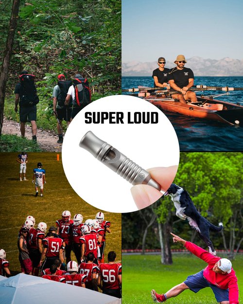 KeyUnity KA56 Titanium Whistle for Emergency Survival Hiking Camping and Everyday Carry Keychain Whistle 120dB Loud Clear Sound Lightweight Portable Outdoor Gear