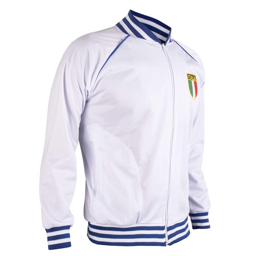 Italy/Italia Jacket Retro Football Tracksuit Zipped Jacket Men Top - XXL White