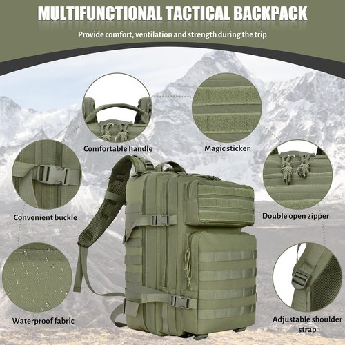 Createy 45L Military Tactical Backpack - Large 3-Day Assault Pack for Camping, Hunting & Hiking