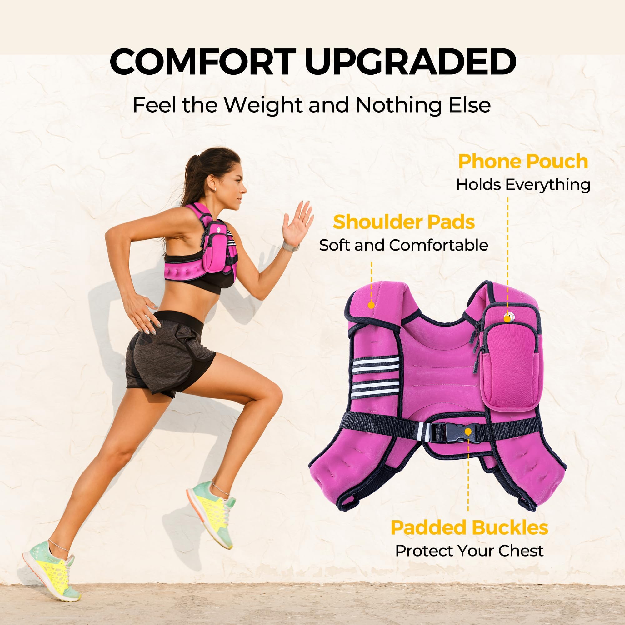PACEARTH Weighted Vest,6lb/8lb/10lb/12lb/16lb/20lb/25lb/30lb Weight Vest with Reflective Stripe, Body Weight Vests for Women, Men, Weight Loss Workout, Strength Training, Running, Walking, Jogging