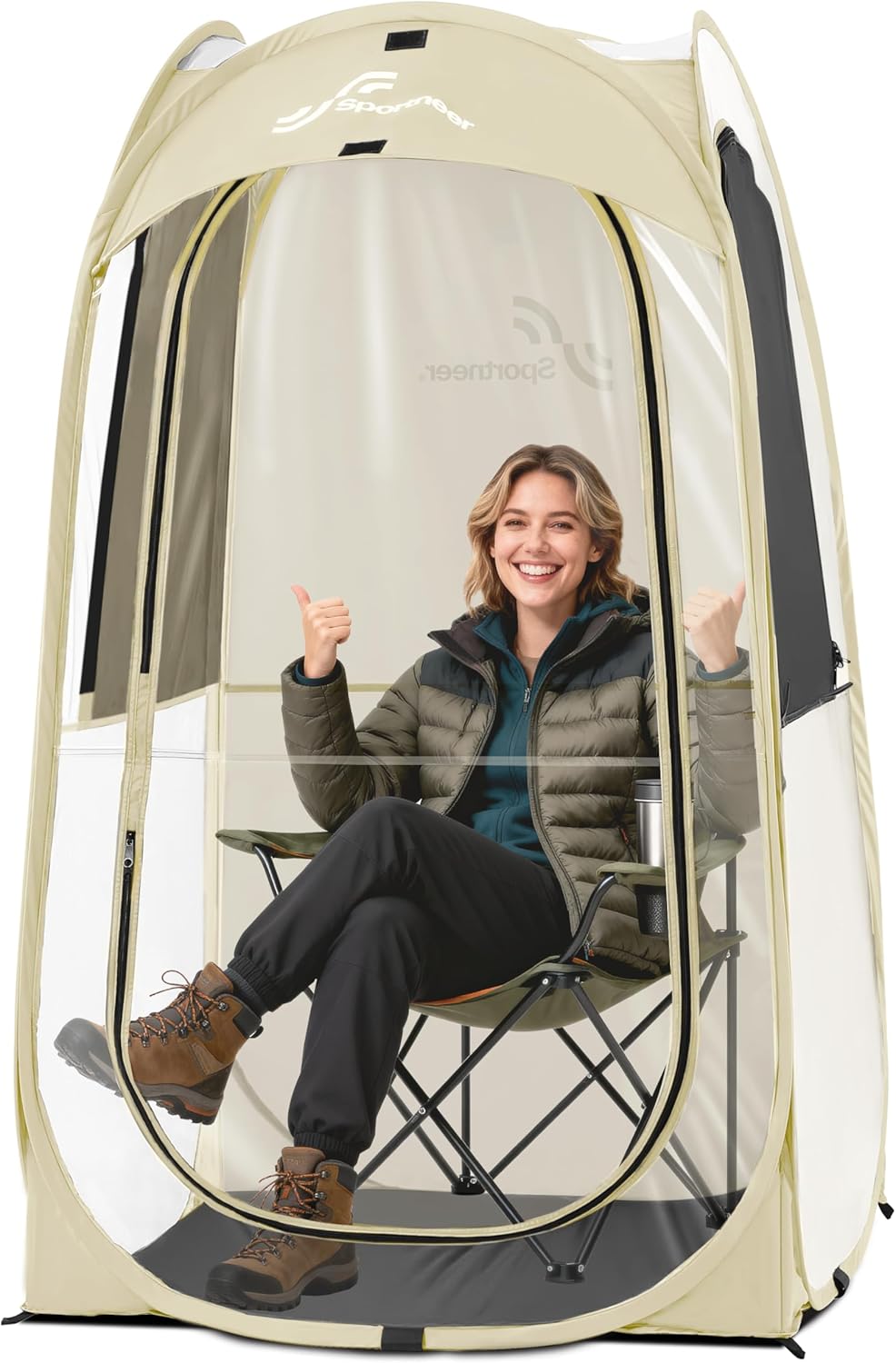 Sportneer Clear Sport Tent - Lightweight & Portable 1-Person Outdoor Pop-Up Shelter | Windproof & Rain Shield
