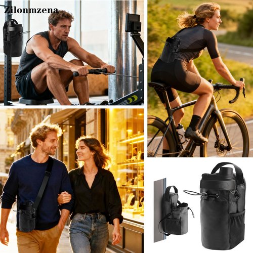 Zilonmzena Magnetic Gym Bag Water Bottle Carrier Holder with Phone Pockets & Shoulder Bag for Gym,Sports, Travel, Carry-on items