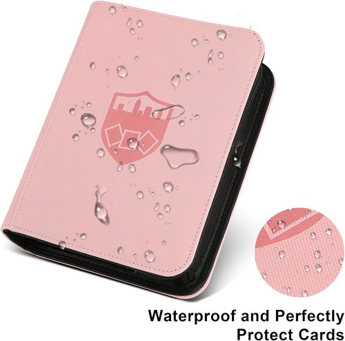 GERMUN Trading Card Binder - Premium 4 Pocket Card Holder for 160 Cards | Double-Sided Album in Pink